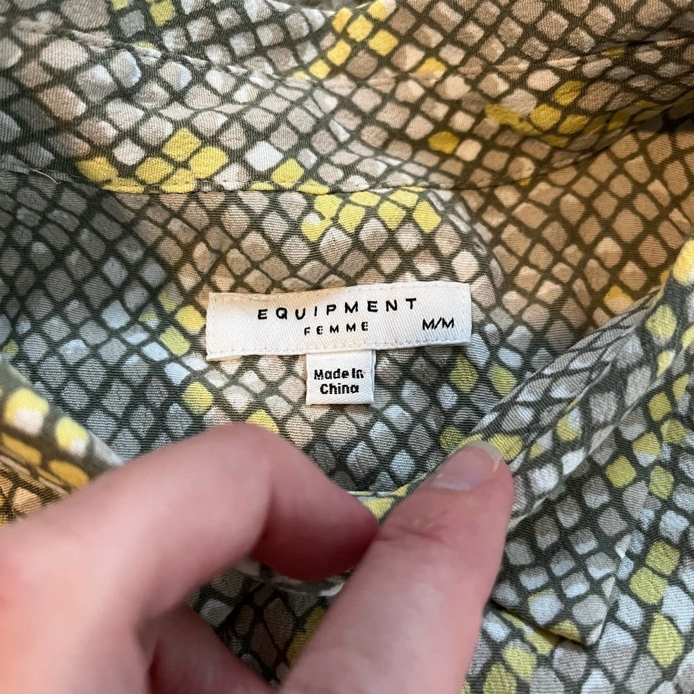 Equipment Essential Snake Print Button Blouse Med… - image 6